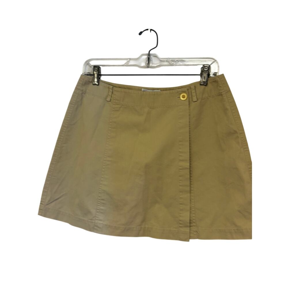 DKNY Jeans Khaki Wrap Skort Women's Size 10 Cotton Mini Skirt Shorts Beige